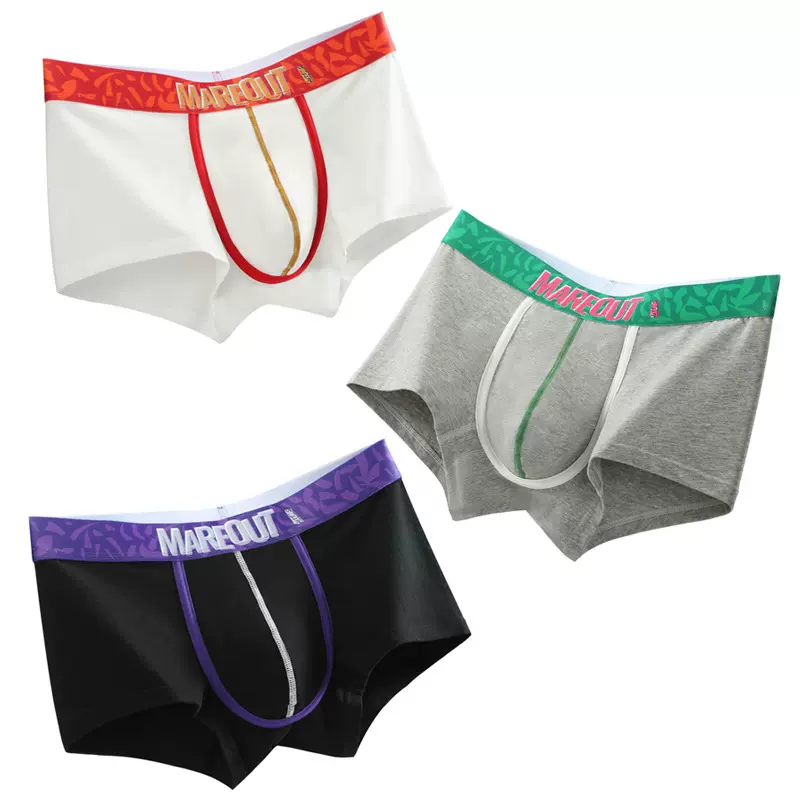 男士内裤纯棉中腰运动时尚个性潮流平角裤舒适透气青少年全棉短裤