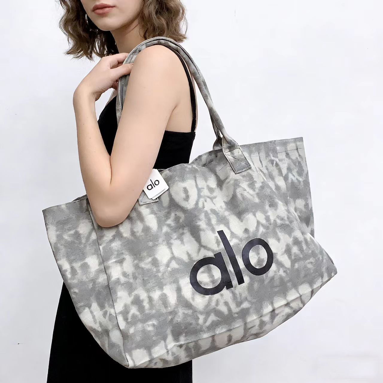 Alo Large Capacity Fitness Yoga Tote Bag For Women Casual Commute Mommy Pure Cotton Canvas Bag