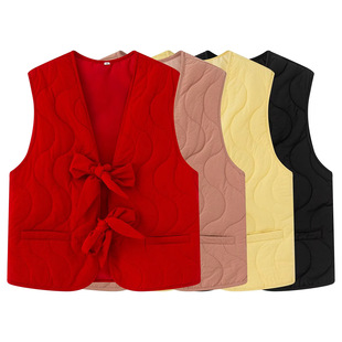 Aliexpress Cross-Border 2025 Summer New Women's European and American Style Inner Wear Warm Bow Quilted Vest Vest