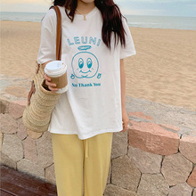 自制韩国2024春夏新款纯棉卡通印花可爱减龄宽松百搭休闲短袖T恤
