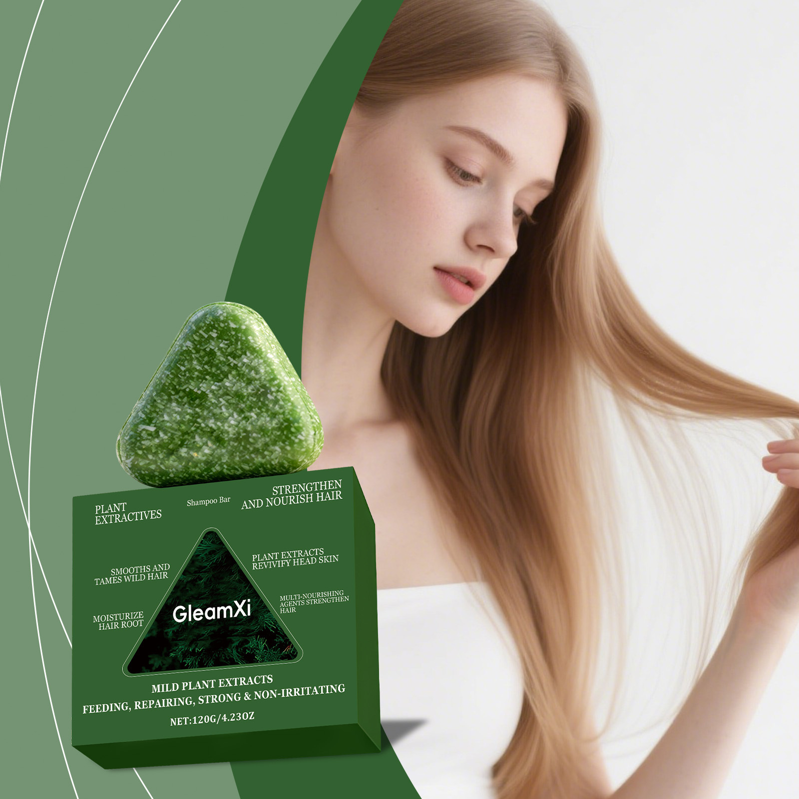 Gleamxi Platycladus Orientalis Leaf Shampoo Soap, Herbal Essence Hair Soap, Improves Hair Texture, Makes Hair Rich and Beautiful, and Makes It Soft and Smooth