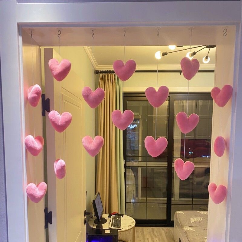Xiangqin Same Style Home Love Door Curtain Children's Room Princess Room Hanging Curtain Decoration Free of Punch