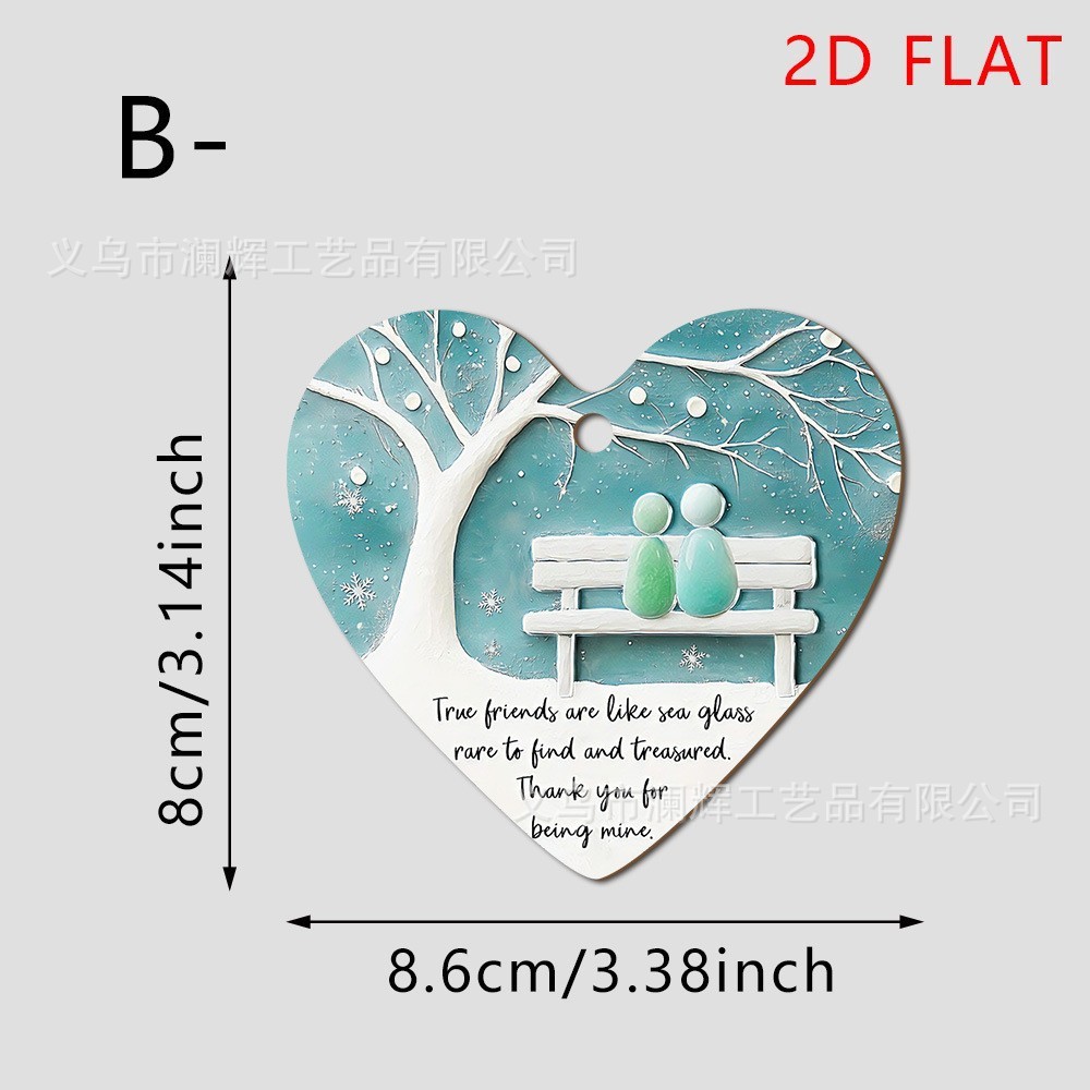 Colgante transfronterizo venta caliente en forma de corazón decoración de amistad decoración plana 2D sub
