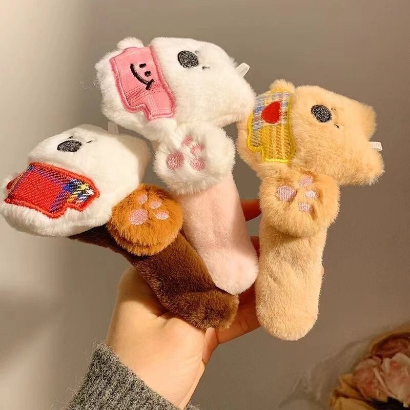 Snow Bear Cute Bear Stuffed Hair Clip Women's Back of Head Large Clip Headwear Duckbill Clip 2025 Autumn and Winter
