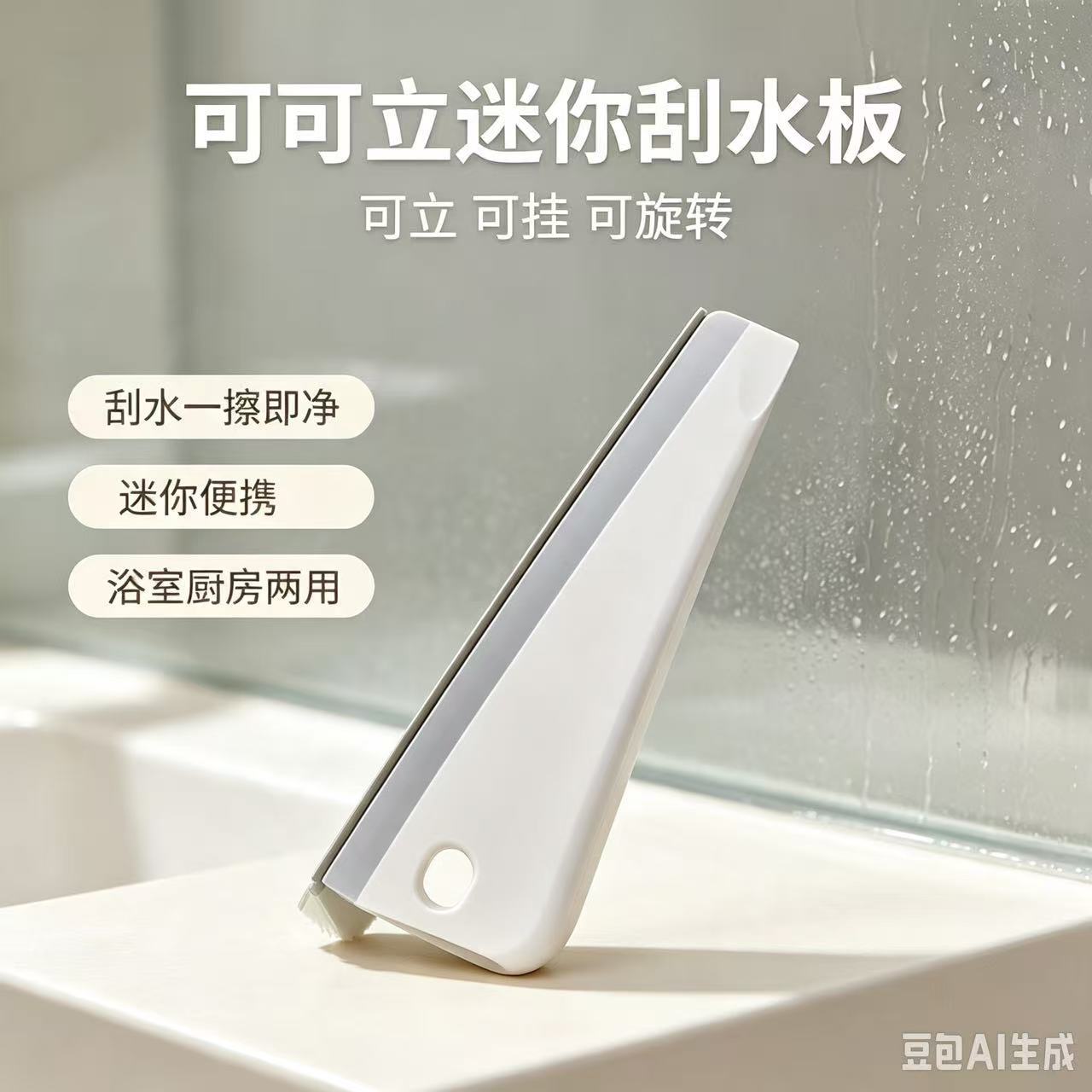 迷你刮水板家用浴室厨房擦玻璃神器软胶清洁工具可立可挂跨境刮板