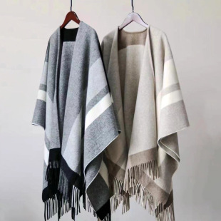 Inner Mongolia Winter New Wool Scarf Women Widened Thickened Warm Lamb Wool Cape Large Shawl