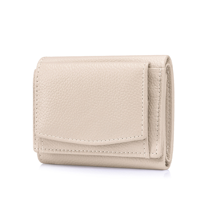 小さな財布本革女性RFIDカードバッグ日本式の財布の3割引の短い財布の薄いミニ小銭包装の小銭