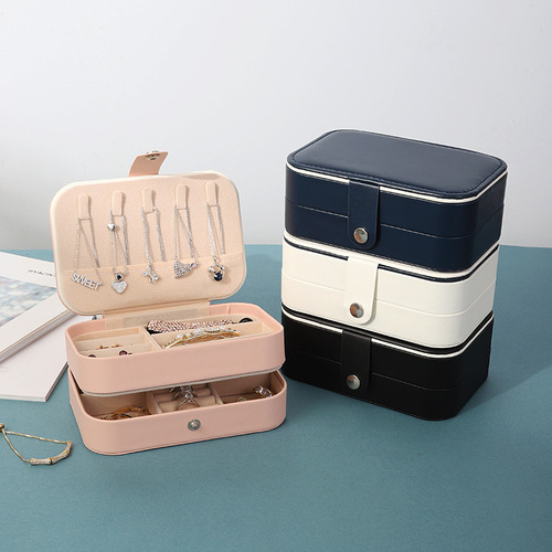 High-end lightweight luxury gold jewelry box set for home use, multi-layer large capacity bracelet storage portable jewelry box packaging