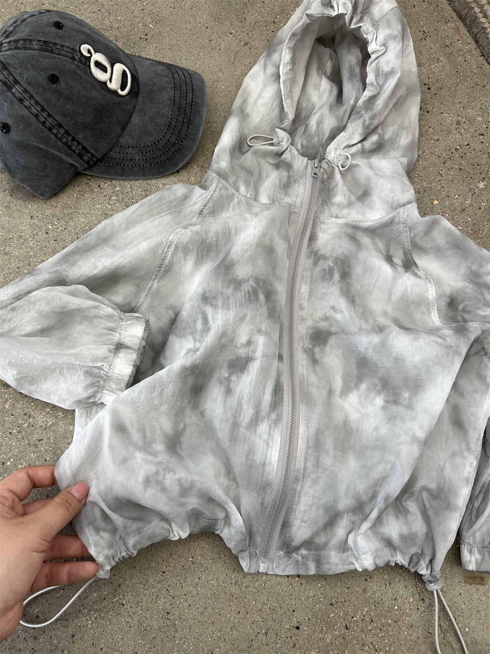 Summer new boys' and girls' lightweight tie dye hooded outerwear, children's ink sunscreen skin, air-conditioned_voghion.com
