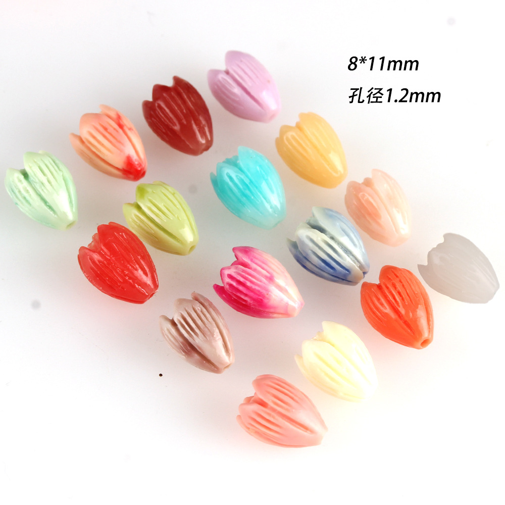 8*11mm玉兰花小花苞 郁金香百合散珠粉压花古风diy发簪饰品配件