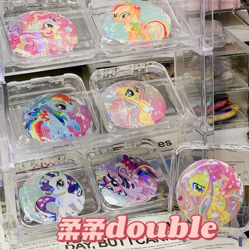Custom Tin Badge: My Little Pony Pinkie Pie Gacha Item, Double-Shimmering Reflective, Self-Printed 2D Lapel Pin