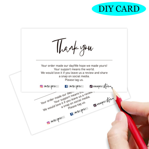Cross-border wholesale pink thank you cards on copper paper, gift card packaging English DIY cards