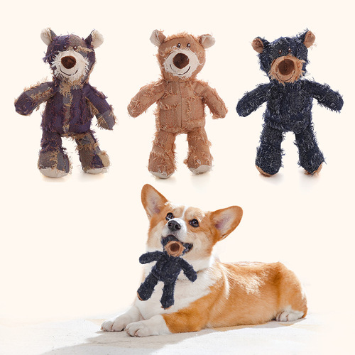 Plush Dog Toy Cartoon Bear Chewing Toy for Teeth Grinding and Cleaning, Pet Toy Factory on Amazon