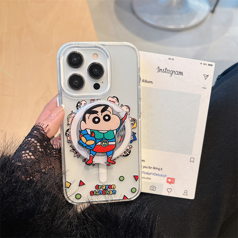 卡通动漫小新超人磁吸支架适用iPhone17苹果16ProMax/15/14手机壳|undefined