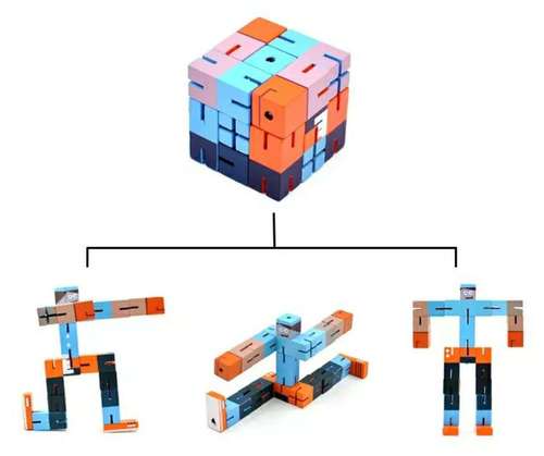 Variety Cube Rubik's Cube Robot Wooden Deformation Puzzle Olympiad Intellectual Toy Primary School Students 3-9 Years Old Teaching Aids