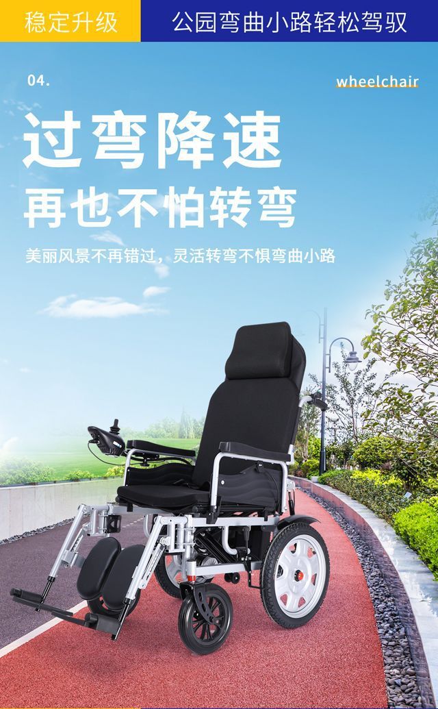 Electric Wheelchair, Smart, Automatic, Portable, Folding for Elderly/Disabled
