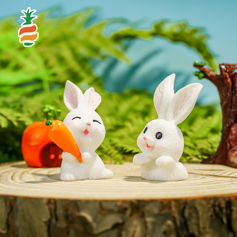 Micro paisaje animal lindo dibujos animados conejito zanahoria casa conejo lindo jardinería resina accesorios adornos año del conejo