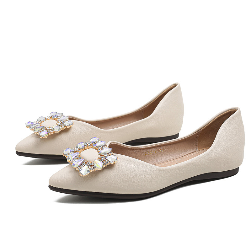 Water Diamond Single Shoes Women's Flat Bottom Summer 2024 New Style Ladle Shoes 43