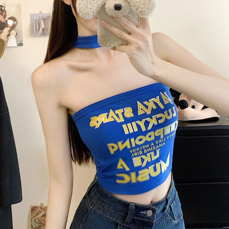 Diseño de tendencia de chicas callejeras delgadas, chaleco de cuello colgante, estilo de alta calidad, nuevo estilo de primavera y verano, mujer retrógrada
