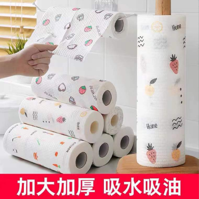 Trapos perezosos desechables de cocina engrosados y lavables, impresión, limpieza en seco y húmedo, estropajo no graso para lavar platos