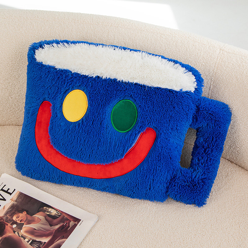 INS estilo cara sonriente taza de café almohada sofá cama cojín taza de té cojín de peluche juguete regalo de cumpleaños para compañeros de clase
