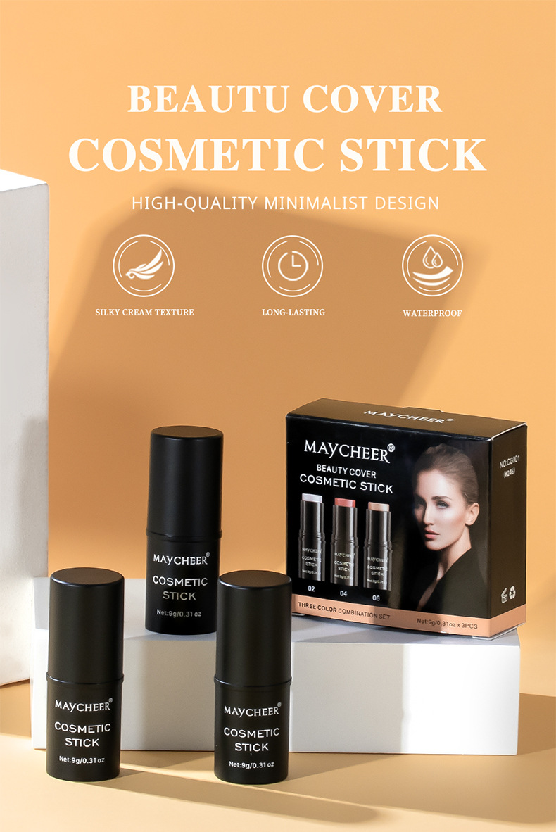 Cross-border trade MAYCHEER Contouring Sticks Three-piece set, facial three-dimensional highlights, shadow blush, and shadow brightening details Picture