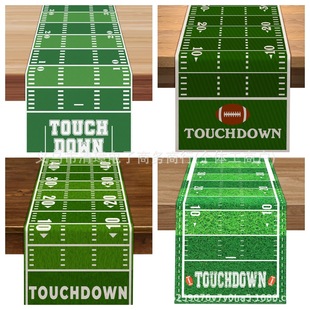 Cross-Border Linen Table Runner Rugby Theme Amazon Temu Hot Selling Football Party Pumpkin Tablecloth