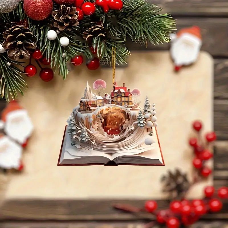 Navidad 2D tarjeta plana de regalo colgante acrílico transfronterizo nuevo automóvil espejo retrovisor decoración colgante