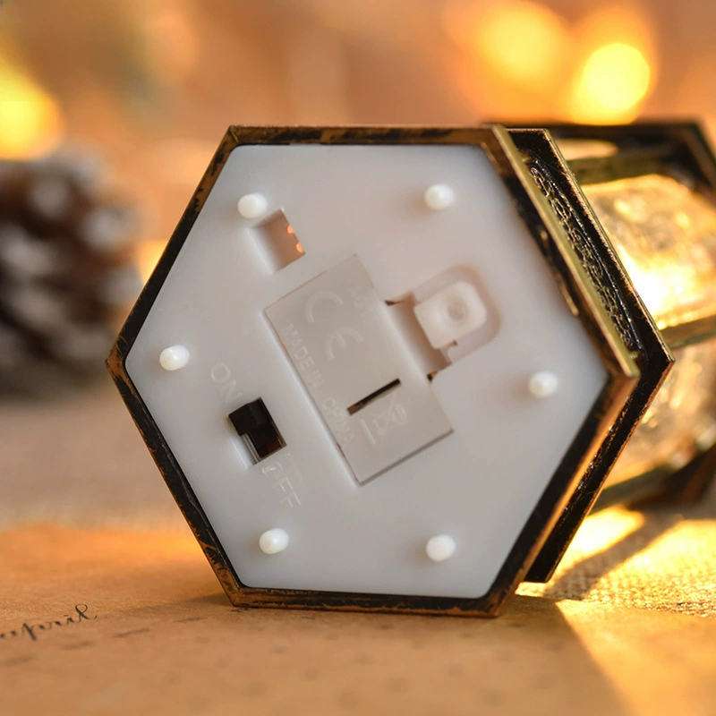 Шестигранный LED фонарь для Рождества, ретро «снежный шар», варианты с водой и без воды