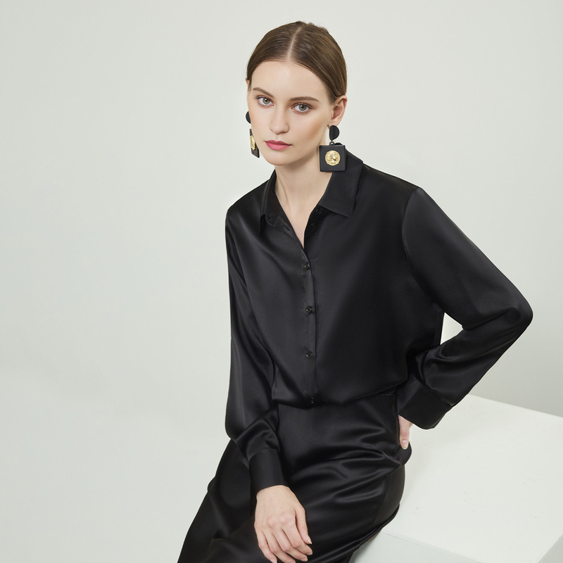 Silk Shirt for Women 2026 Spring New Style Turn-Down Collar Outerwear Cardigan Thin Shirt High-End Luxury Mulberry Silk Jacket Silk Shirt for Women 2026 Spring New Style Turn-Down Collar Outerwear Cardigan Thin Shirt High-End Luxury Mulberry Silk Jacket