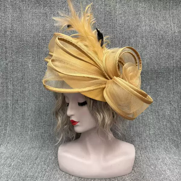 Cross-Border Source African Feather Hat Celebrity Family Party Party Bow Hair Accessories Veil Handmade Gauze