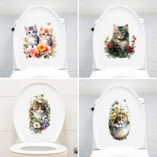 Cartoon creative cute toilet stickers toilet lid water tank decorative stickers waterproof toilet decorative wall stickers wholesale