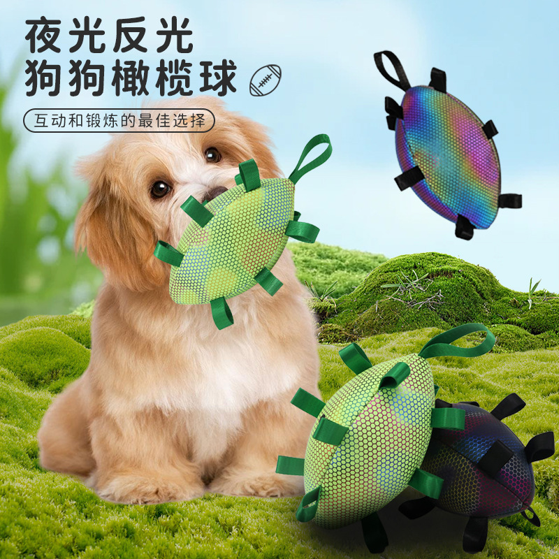 Pet Dog Bite-Resistant and Molar-Resistant to Relieve Boredom, Luminous Reflective Rugby Toy, Interactive Boredom-Relieving Throwing Pet Ball Wholesale