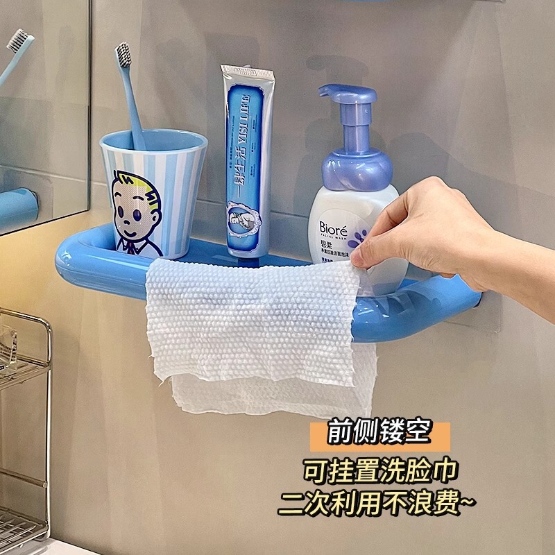 バスルーム壁掛け収納ラック、バスアメニティ、歯磨きカップ、排水管収納ラック、洗面台、フェイスタオルラック、バスルームラック|undefined