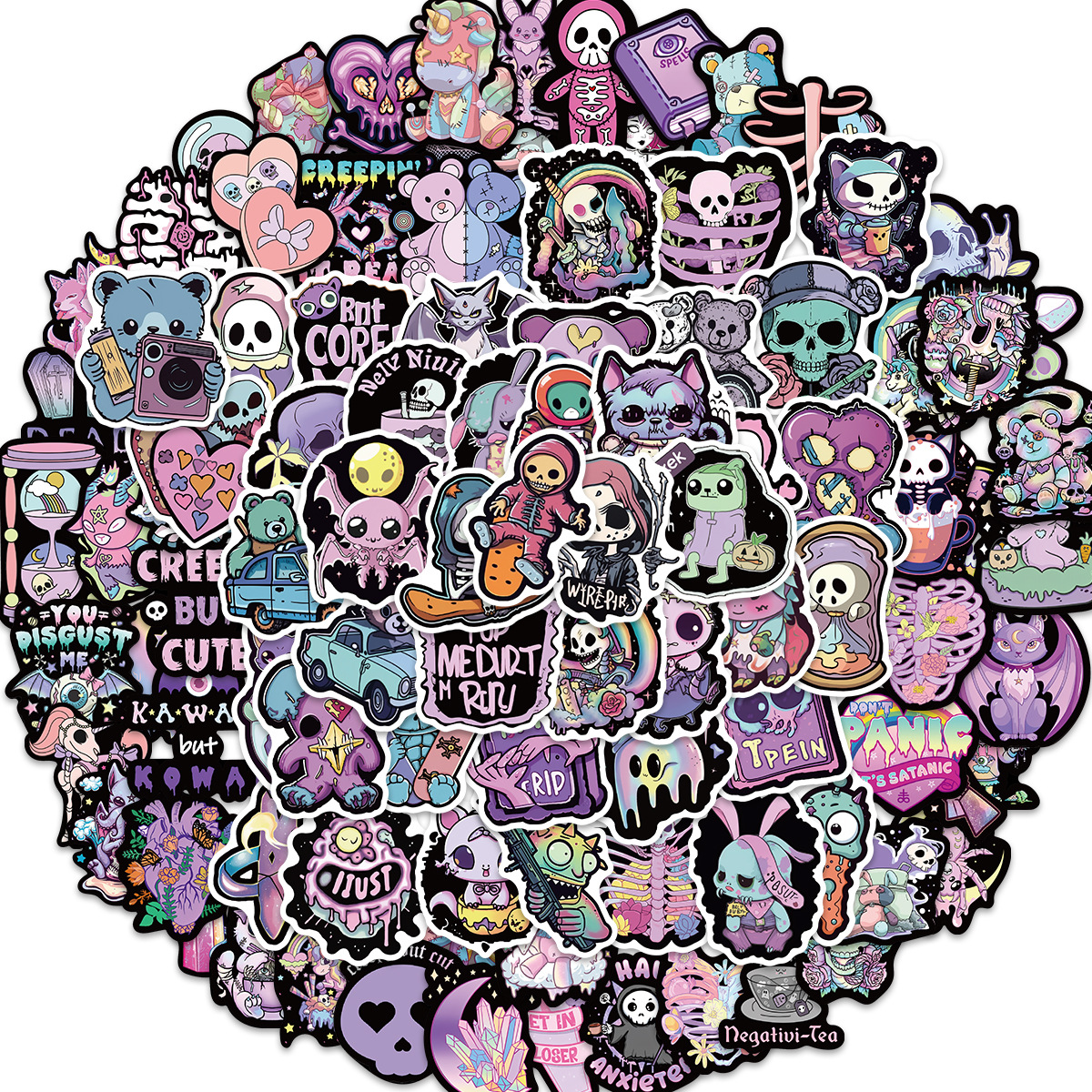 Learning Occasion PVC self-adhesive Material 1 Set Skull Learning Halloween PVC Self-adhesive Cute Stickers
