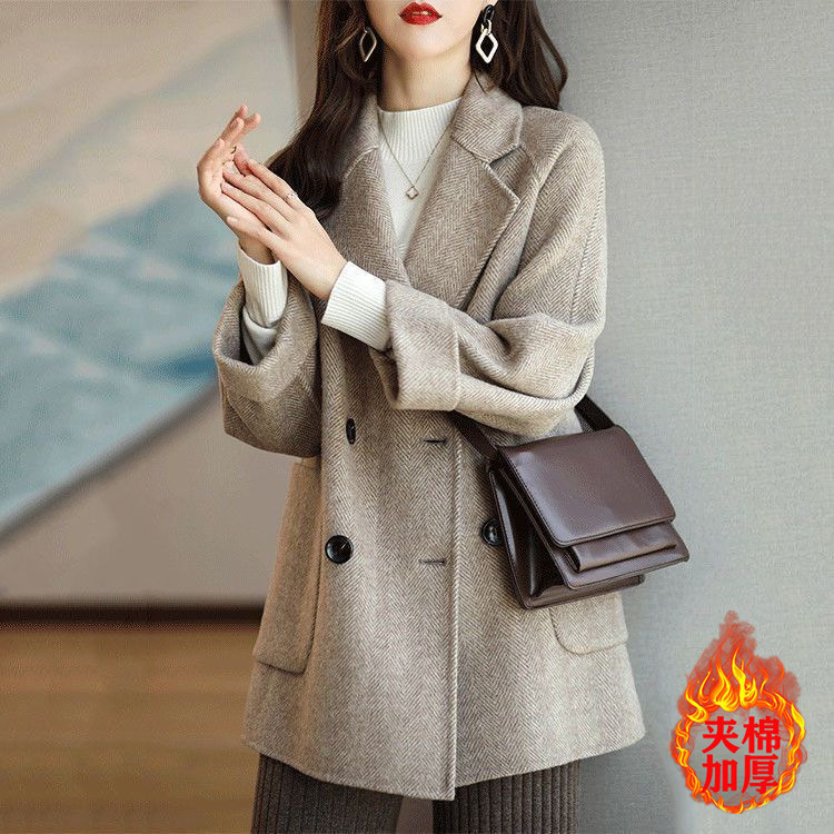 Khaki color with cotton and thickening (niche design/unique and beautiful/Europe…