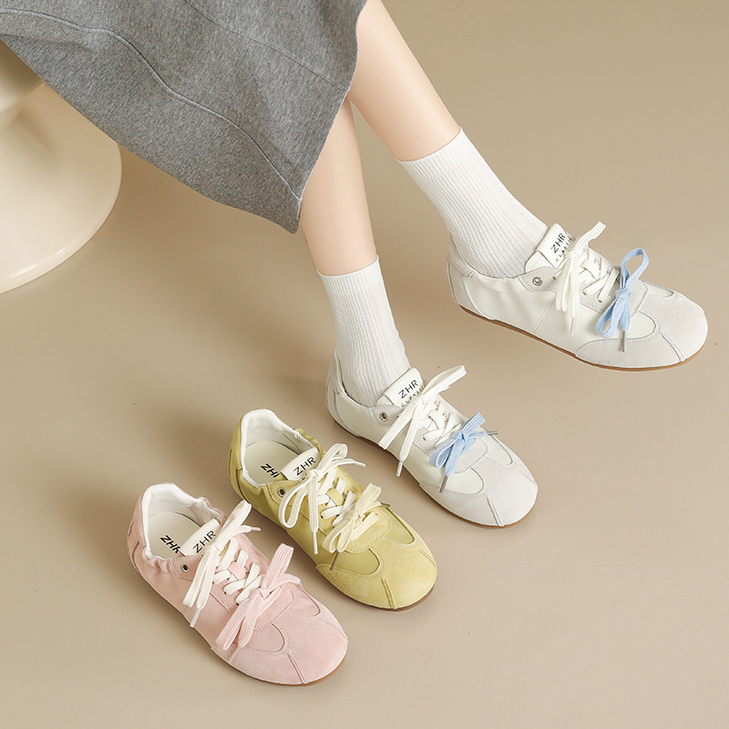 Zhr Soft-Soled German-Style Women's Shoes, New Spring Model, Flat-Soled Bowknot Hot-Style Sneakers, Chinese-Style Thin Casual Women's Shoes