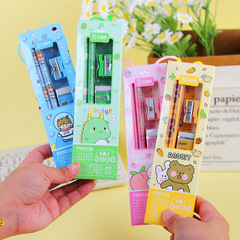 Cartoon Pencil Stationery Set for Primary School Students - Gift for Back-to-School Season - 5-Piece Pencil Set - Handbag Stationery Gift Box