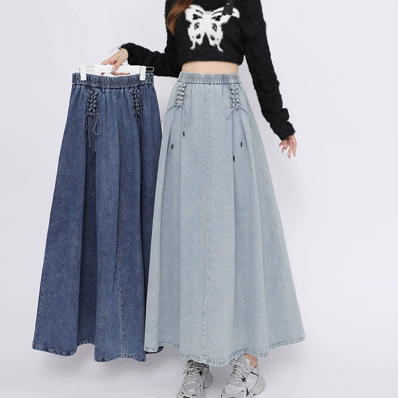 Рекордный дизайн ретро старая джинсовая юбка осень-зима новая эластичная и высокая талия тонкая