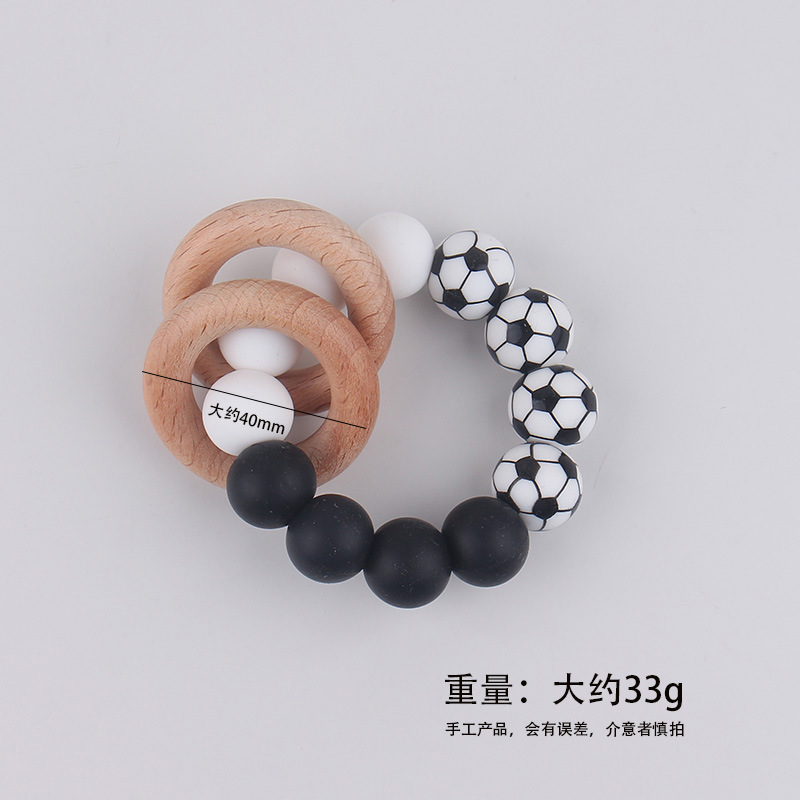 Comercio electrónico transfronterizo pulsera de mordedor para bebés recién nacidos, protección del medio ambiente natural, anillo de madera de haya, juguete de mordedor