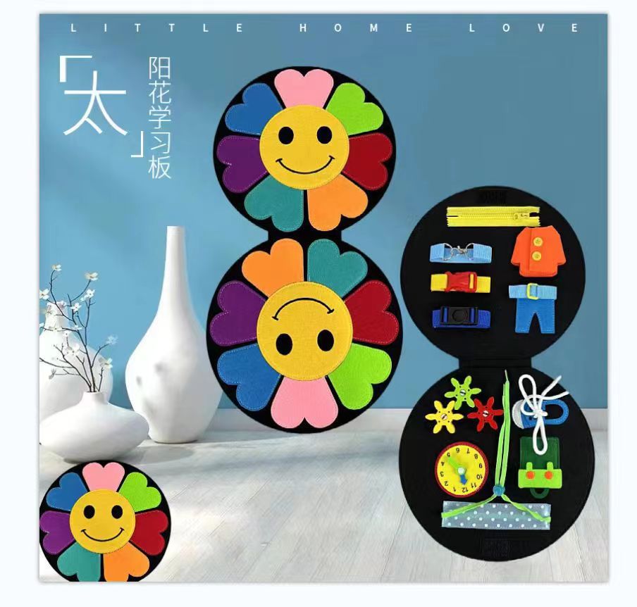 Tablero de aprendizaje de fieltro Montessori transfronterizo juguete dinosaurio educación temprana para niños habilidades para la vida práctica de vestir fieltro tablero ocupado