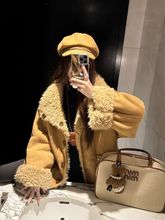 皮草两面穿皮毛一体羊羔毛机车服女冬季宽松加厚麂皮毛毛外套