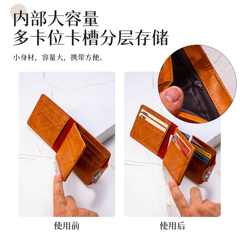 Hombres billetera de dólar personalizada creativa hebilla magnética cambio de presión cien dólares billetera corta de cuero de LA PU monedero