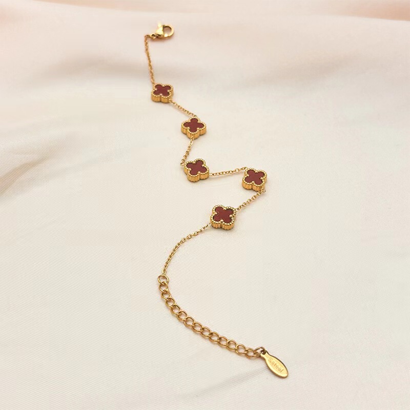 Mini small flower mini bracelet four-leaf clover 9mm new titanium steel five flower small exquisite simple high sense