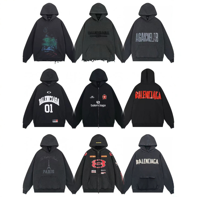 26 European and American Cross-Border Bl Brand Same Style Washed Sweatshirt High Street Oversized Hoodie Unisex Couple Trendy Brand Top