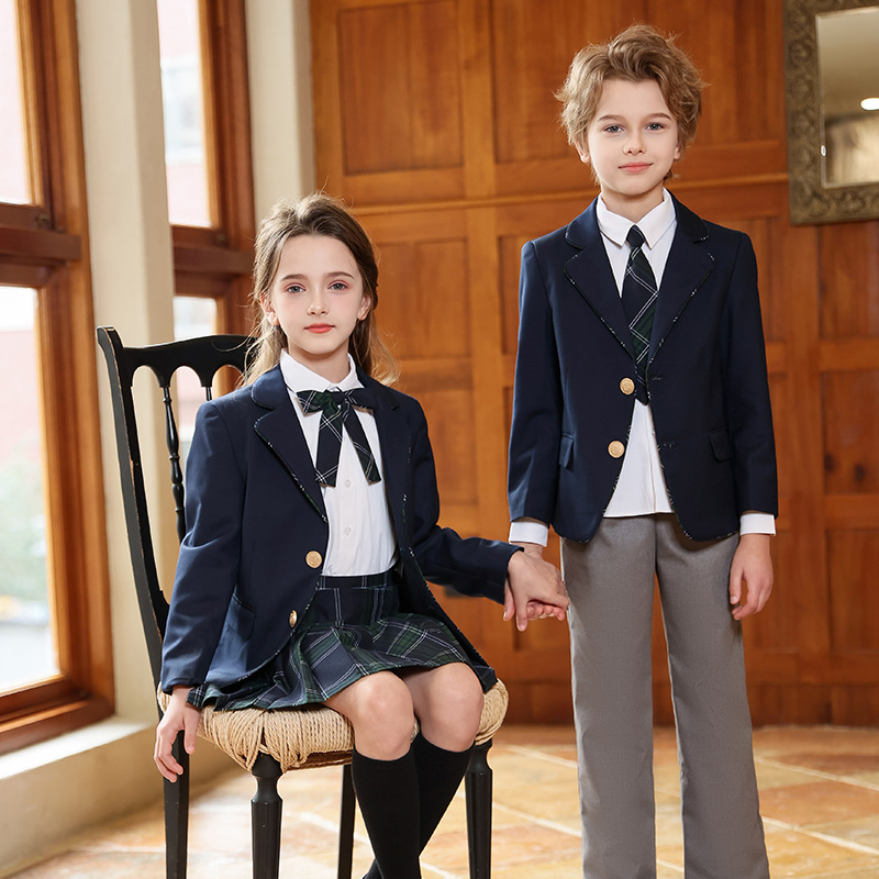 Uniforme de jardín de infantes para niños y niñas, traje de clase, traje de primavera y otoño, traje de otoño y invierno de la universidad británica