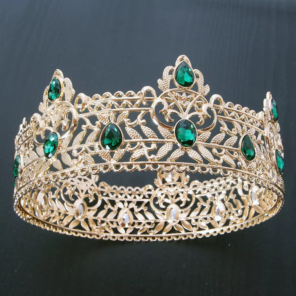 全圆冠水晶选美王冠欧美新娘结婚头饰凤冠派对生日皇冠多色可选