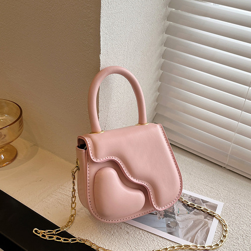 Children's bags niche personality peach heart chain bag spring and summer new ins high-end one-shoulder cross-body handbag women's bag
