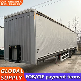 跨境供应4轴气囊帘布运输车130方帘布运输拖车150方帘布运输挂车