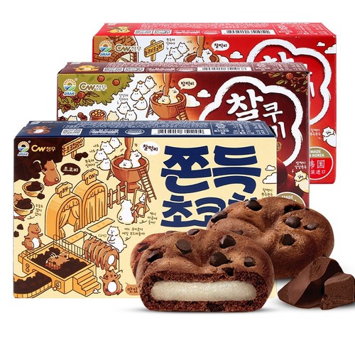 South Korea imported co-branded snack CW Qingyou chocolate flavor sandwich cake mochi glutinous rice glutinous rice cake Qingyou pastry